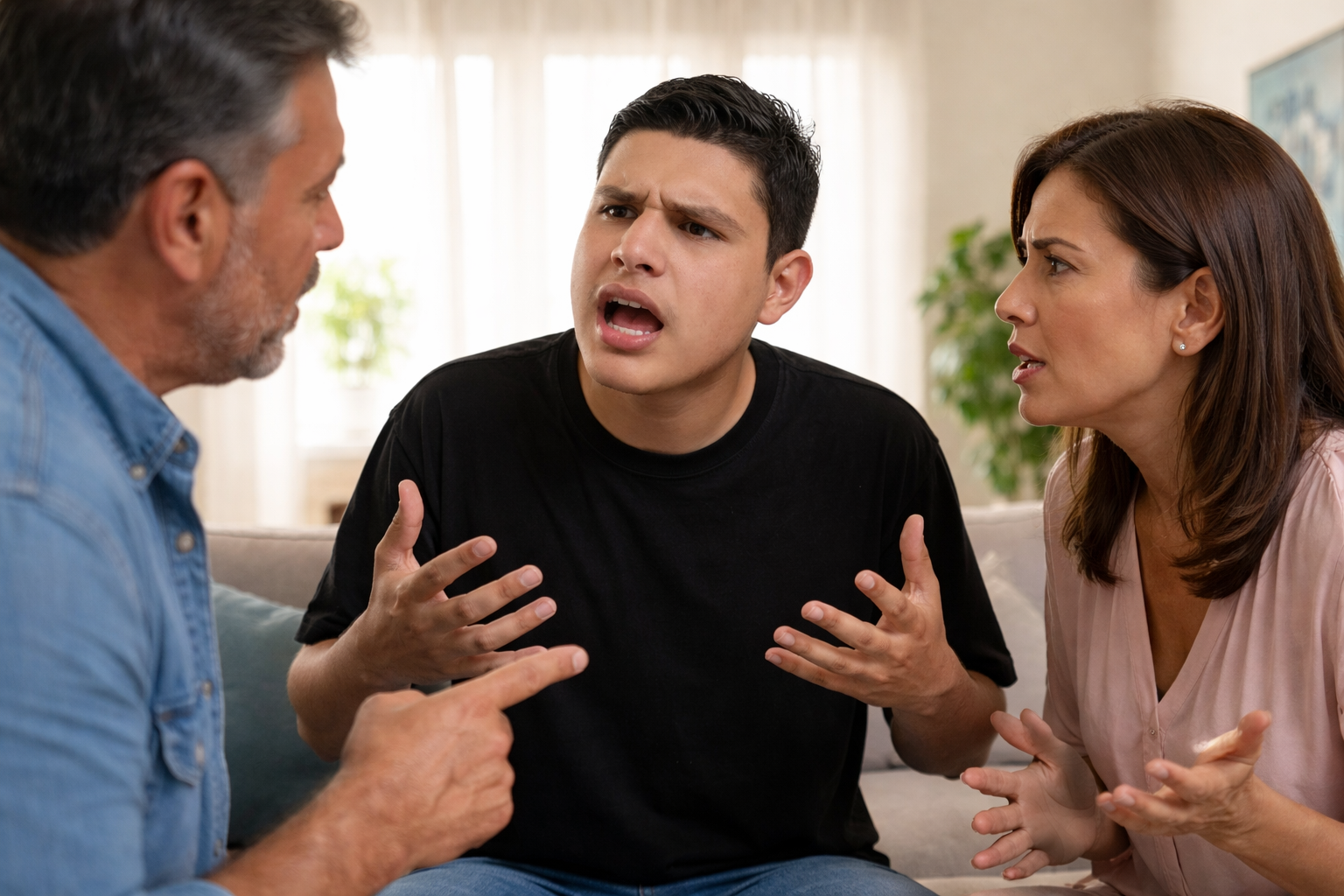discusión familiar en casa